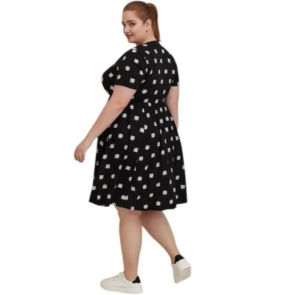 Torrid Disney Plus Size 4X Shirt Dress Midi The Aristocats‎ Black Challis 269 - Picture 4 of 16